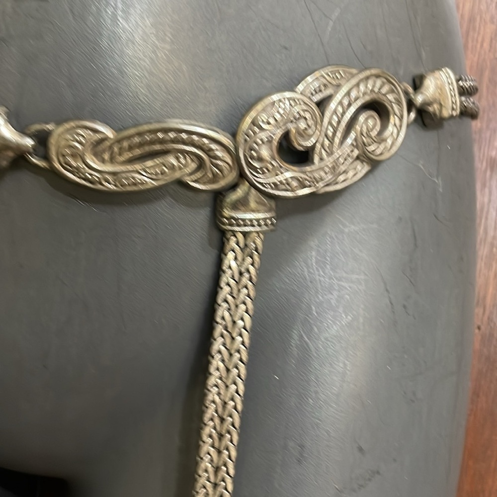 ornate silver double chain belt - Picture 3 of 7